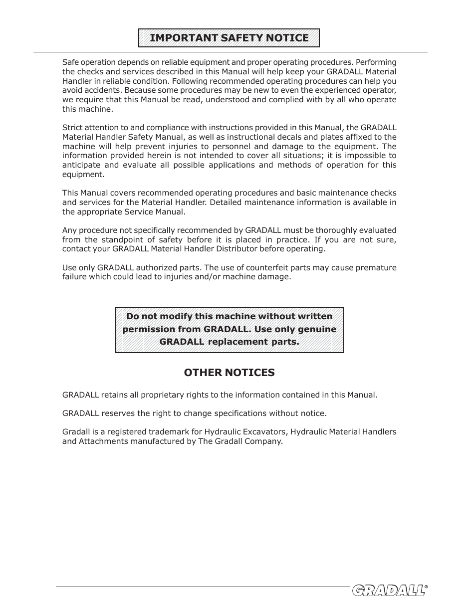Important safety notice, Other notices | JLG G6-42A Operator Manual User Manual | Page 4 / 58