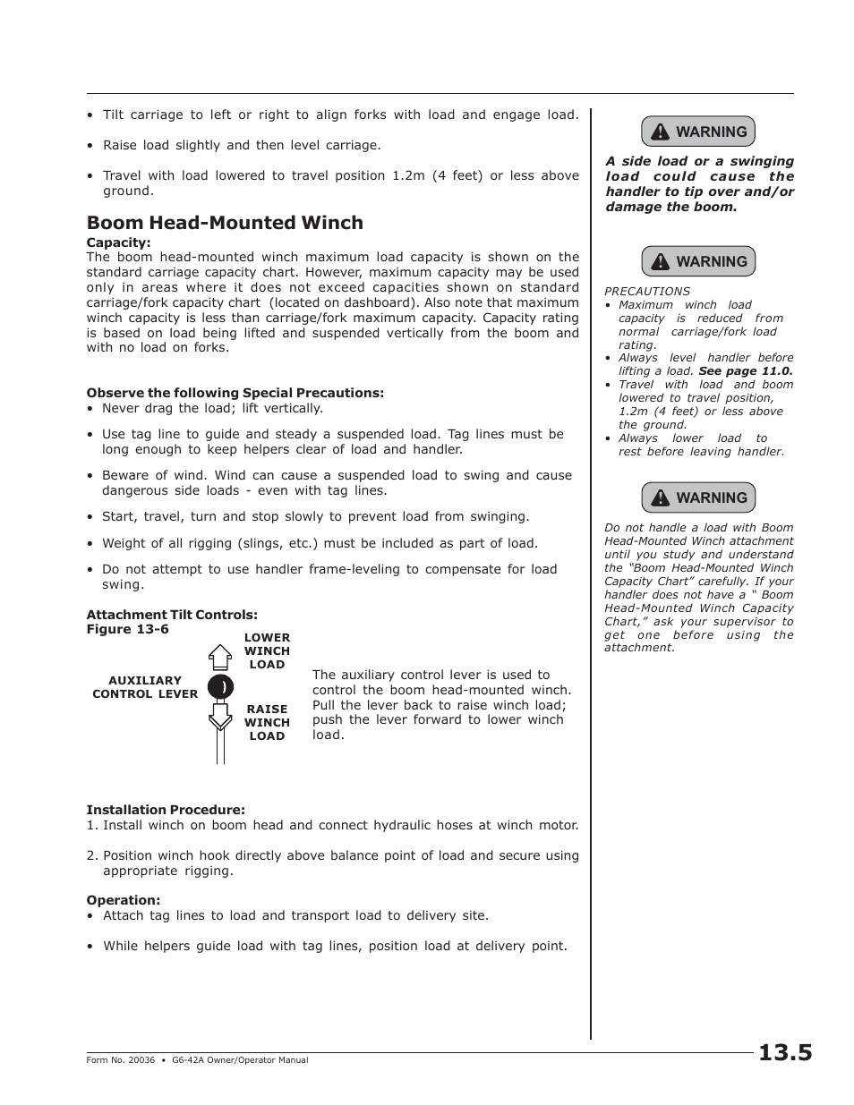 Boom head-mounted winch | JLG G6-42A Operator Manual User Manual | Page 41 / 58