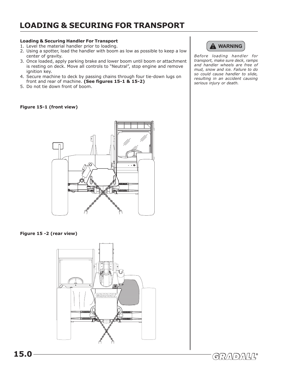 Loading & securing for transport, Loading & securing for transport 15.0 | JLG G6-42A Operator Manual User Manual | Page 46 / 58