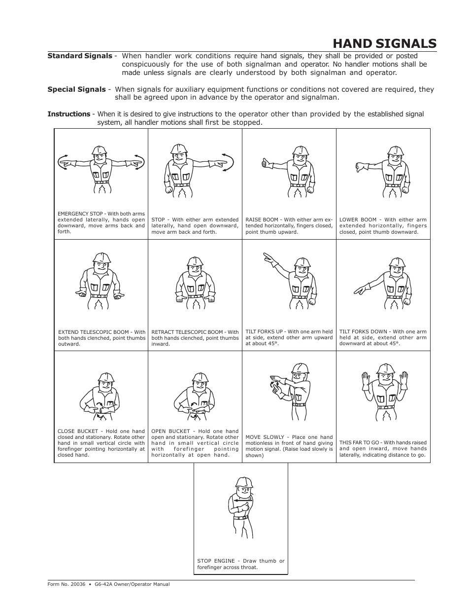 Hand signals | JLG G6-42A Operator Manual User Manual | Page 57 / 58