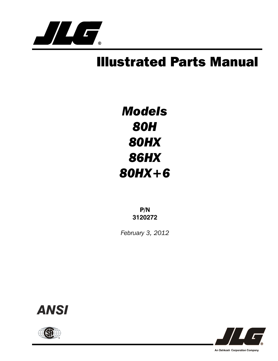 JLG 80H ANSI Parts Manual User Manual | 548 pages