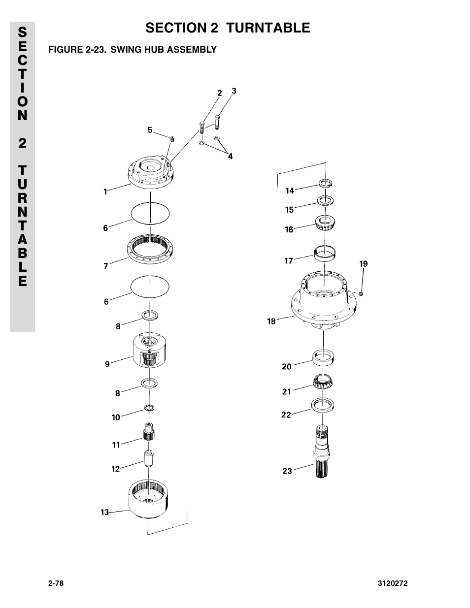 Figure 2-23. swing hub assembly | JLG 80H ANSI Parts Manual User Manual | Page 168 / 548