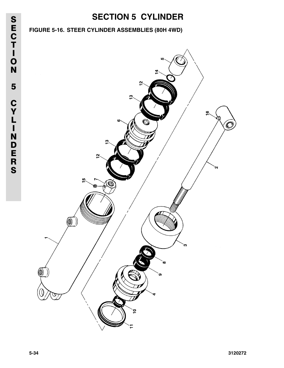 Figure 5-16. steer cylinder assemblies (80h 4wd) | JLG 80H ANSI Parts Manual User Manual | Page 386 / 548