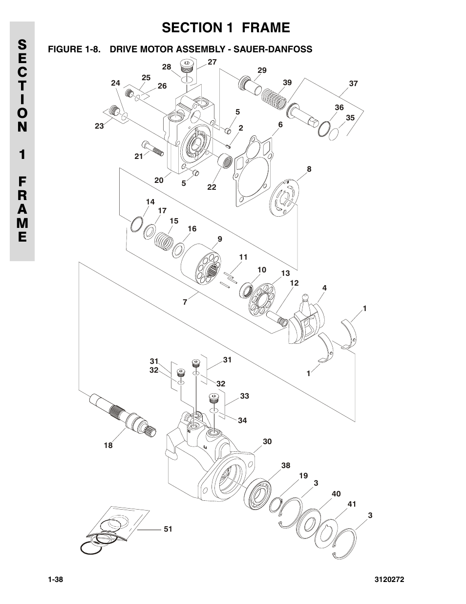 Figure 1-8. drive motor assembly - sauer-danfoss | JLG 80H ANSI Parts Manual User Manual | Page 46 / 548