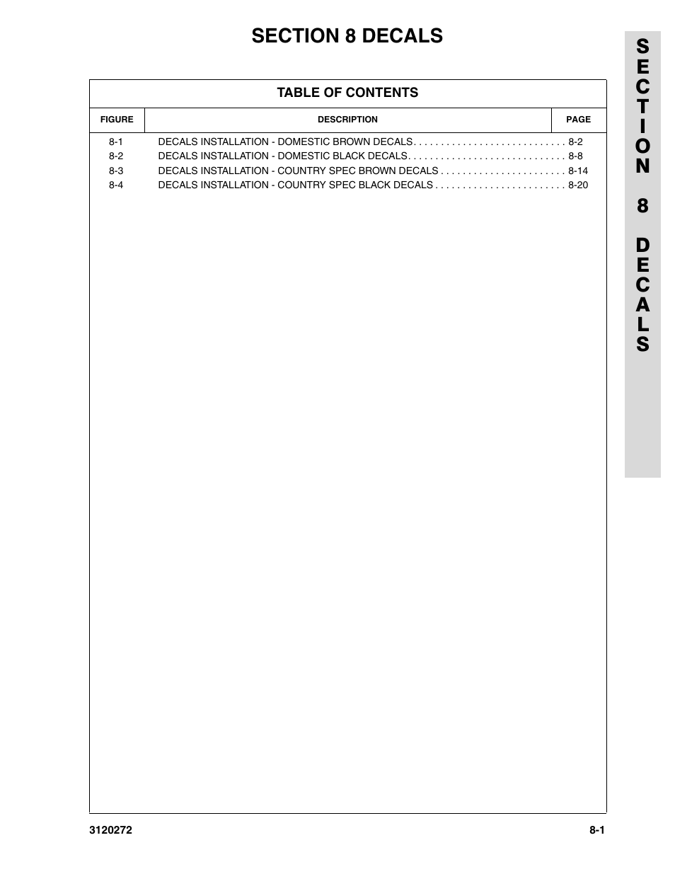 Section 8 decals, Section 8 - decals -1 | JLG 80H ANSI Parts Manual User Manual | Page 479 / 548