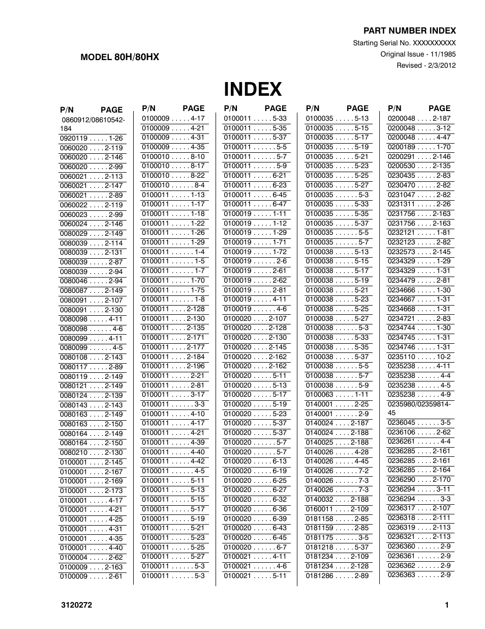 Index | JLG 80H ANSI Parts Manual User Manual | Page 513 / 548