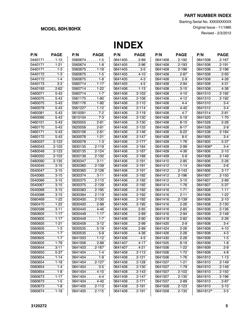 Index | JLG 80H ANSI Parts Manual User Manual | Page 517 / 548