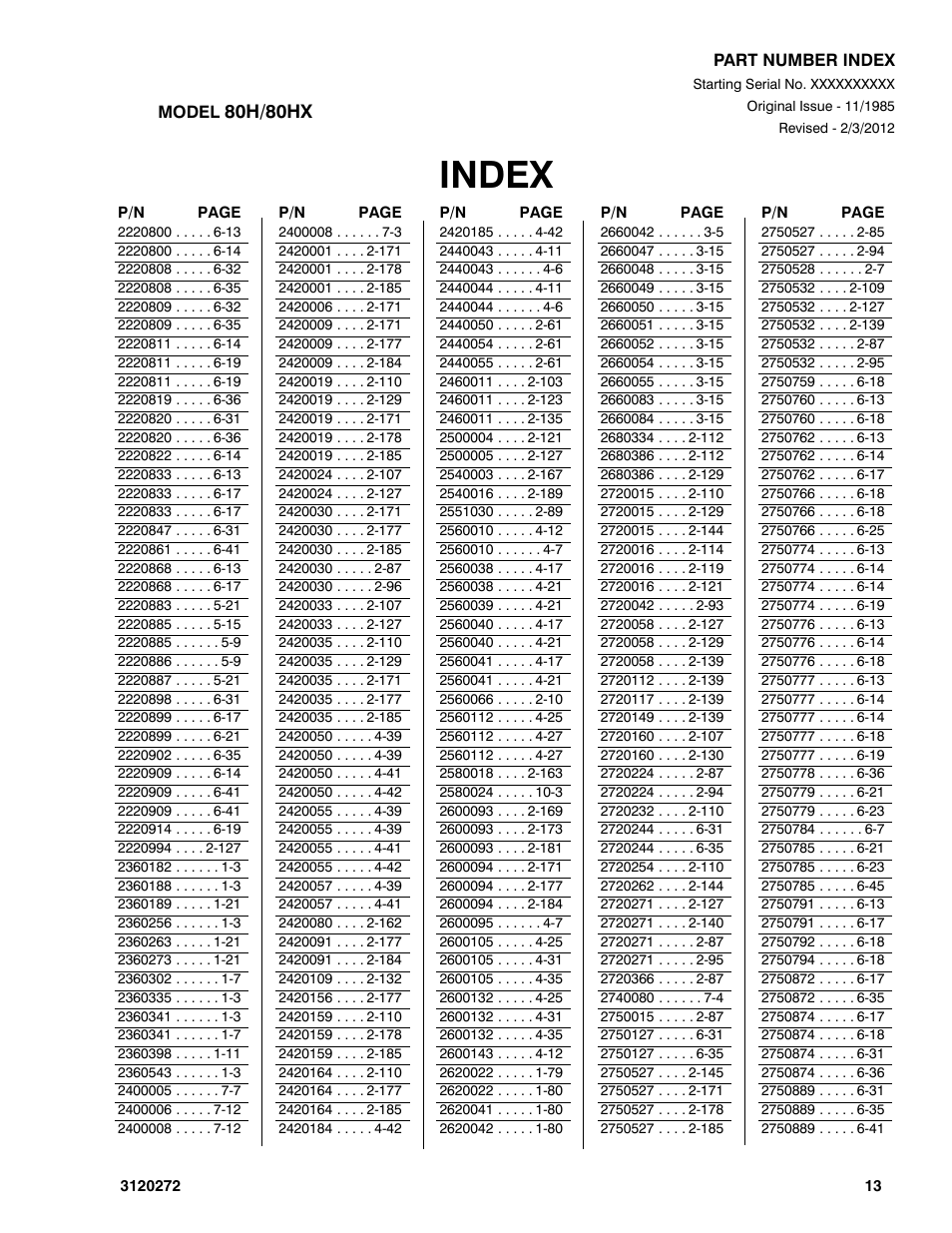 Index | JLG 80H ANSI Parts Manual User Manual | Page 525 / 548