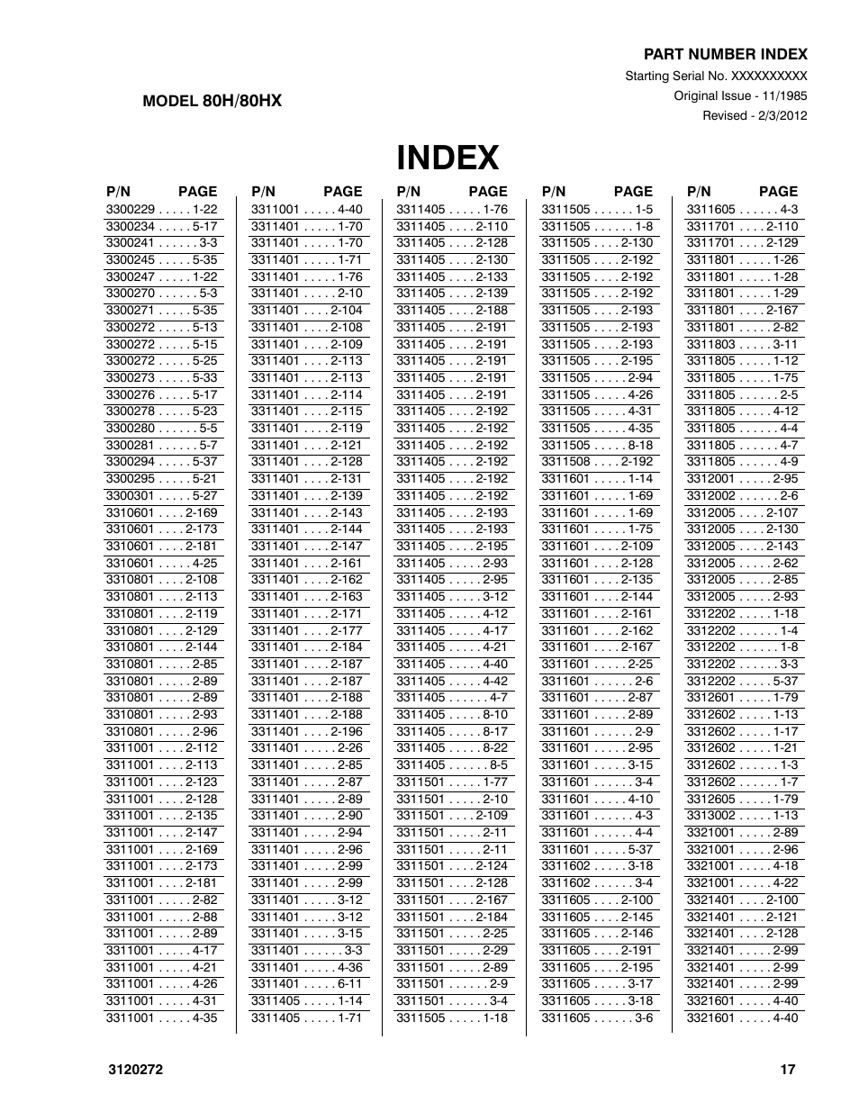 Index | JLG 80H ANSI Parts Manual User Manual | Page 529 / 548