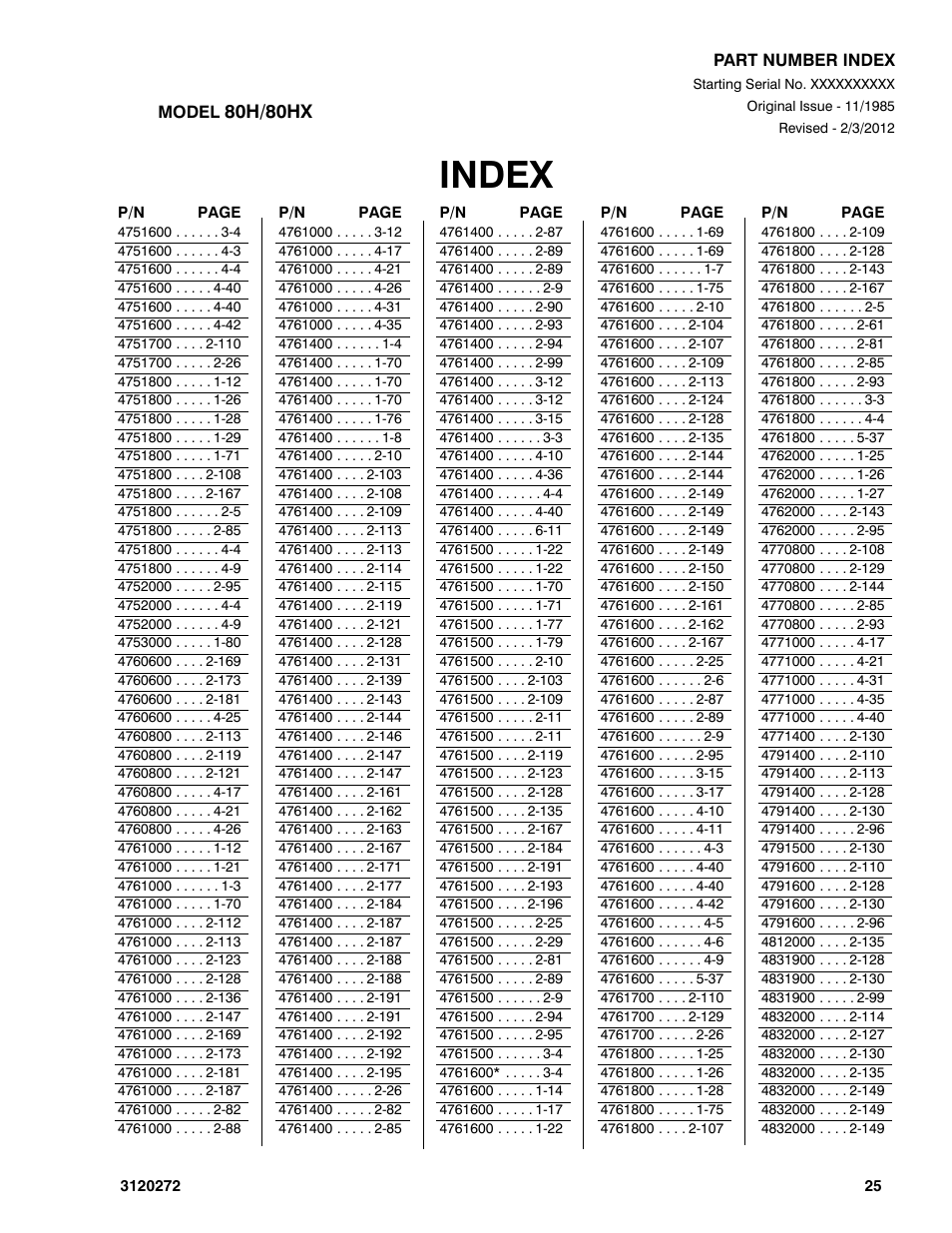 Index | JLG 80H ANSI Parts Manual User Manual | Page 537 / 548