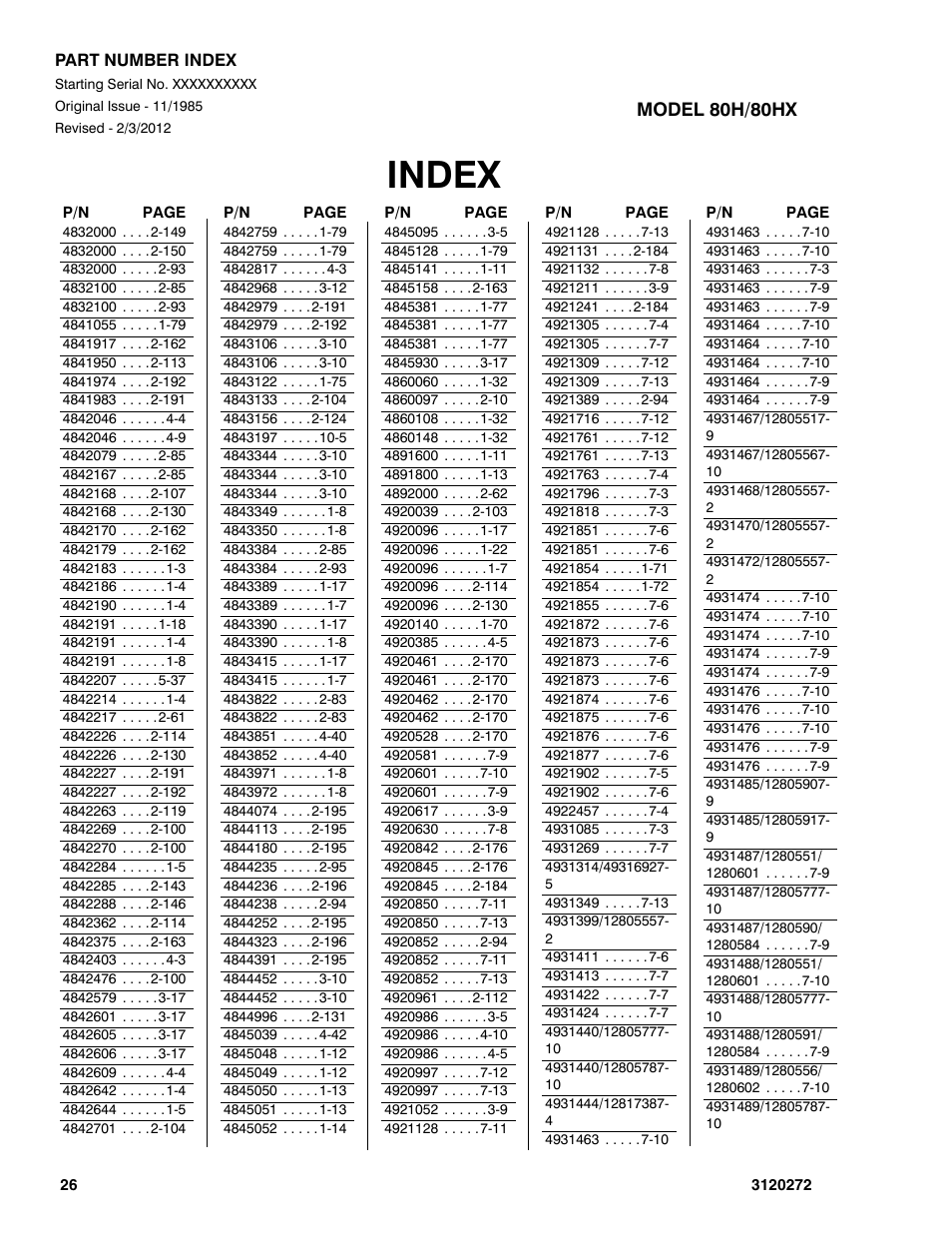 Index | JLG 80H ANSI Parts Manual User Manual | Page 538 / 548