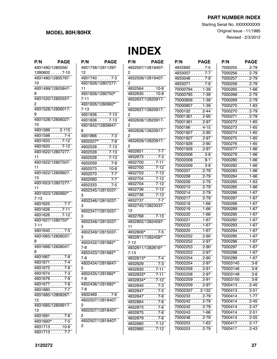 Index | JLG 80H ANSI Parts Manual User Manual | Page 539 / 548