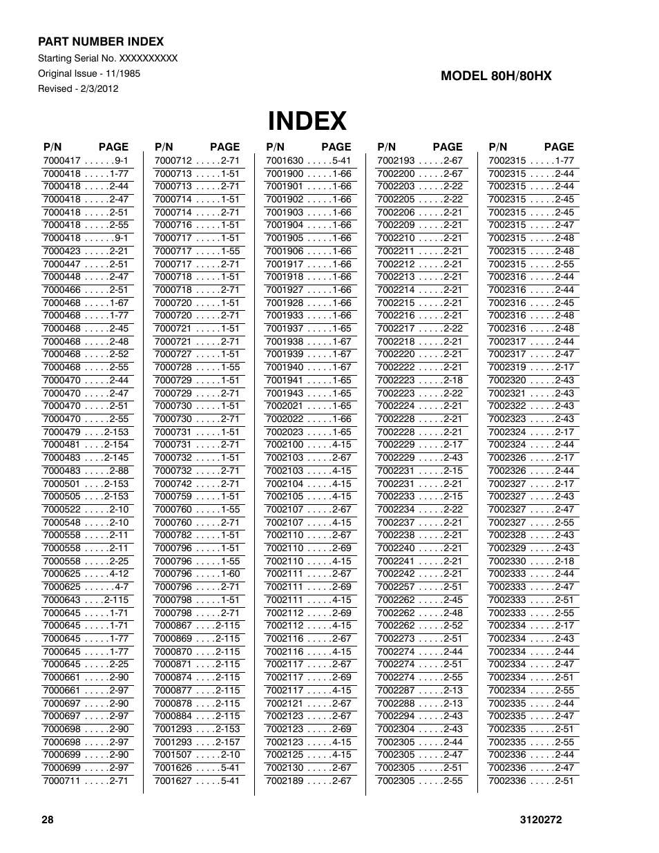 Index | JLG 80H ANSI Parts Manual User Manual | Page 540 / 548