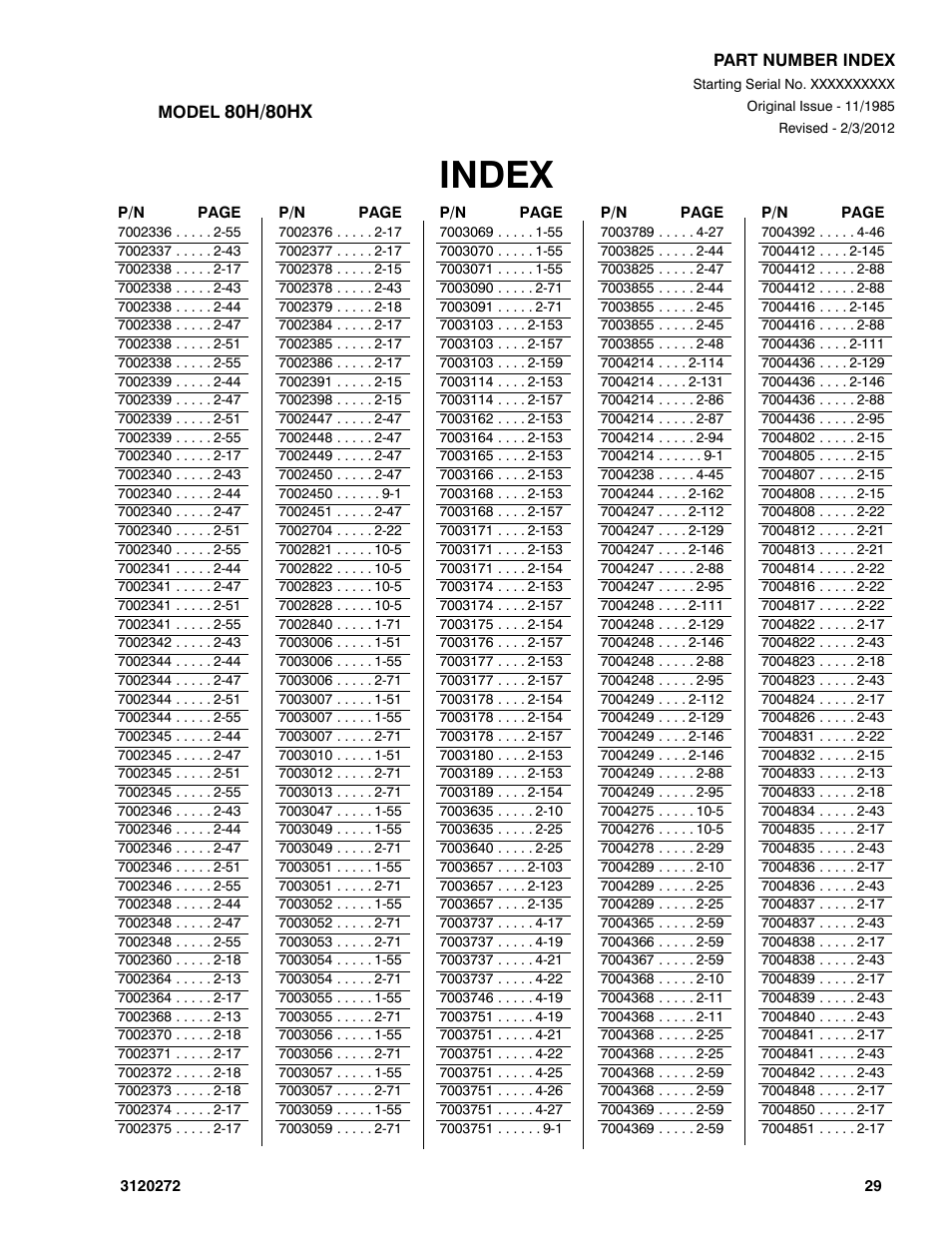 Index | JLG 80H ANSI Parts Manual User Manual | Page 541 / 548