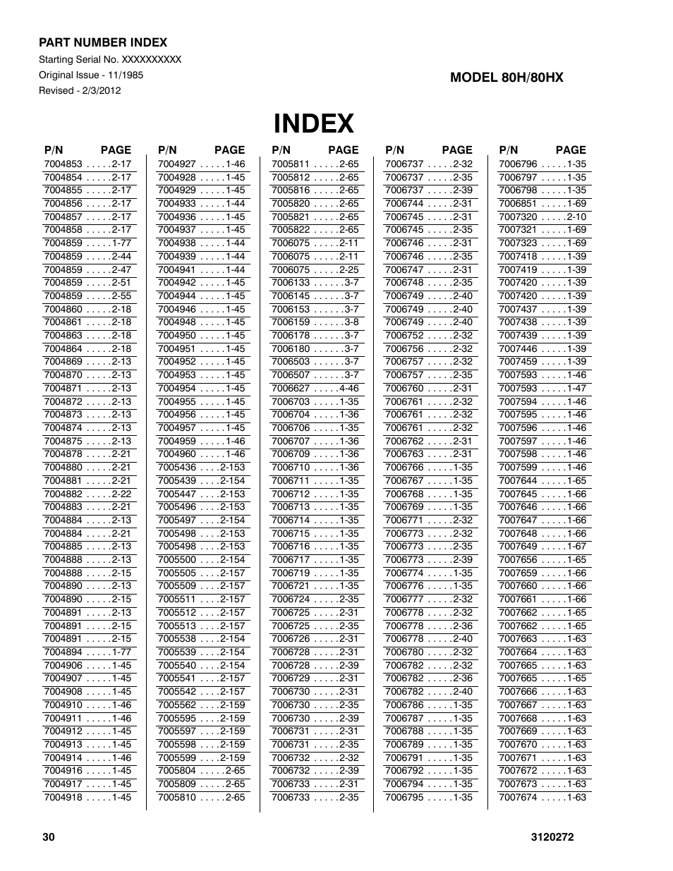 Index | JLG 80H ANSI Parts Manual User Manual | Page 542 / 548