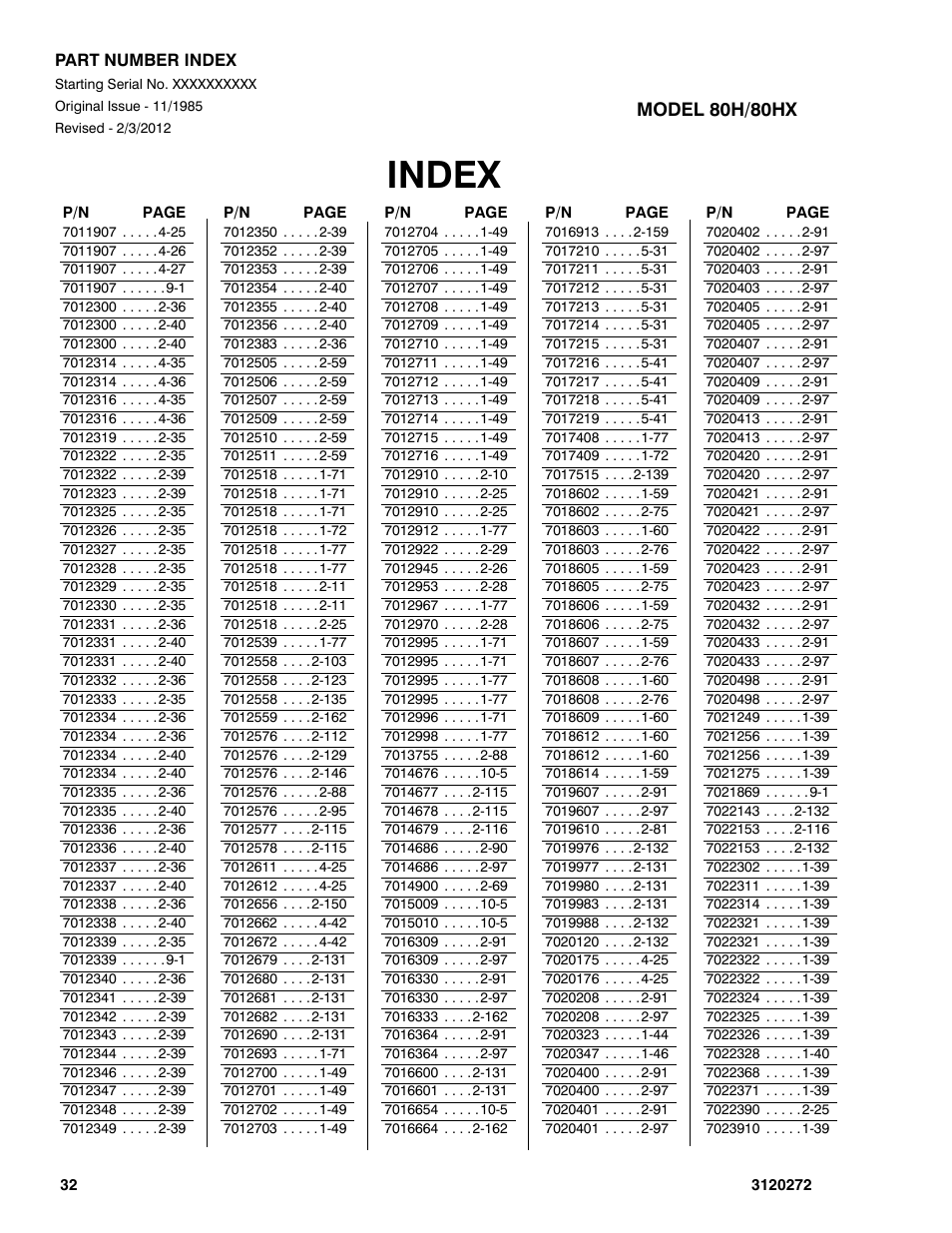 Index | JLG 80H ANSI Parts Manual User Manual | Page 544 / 548