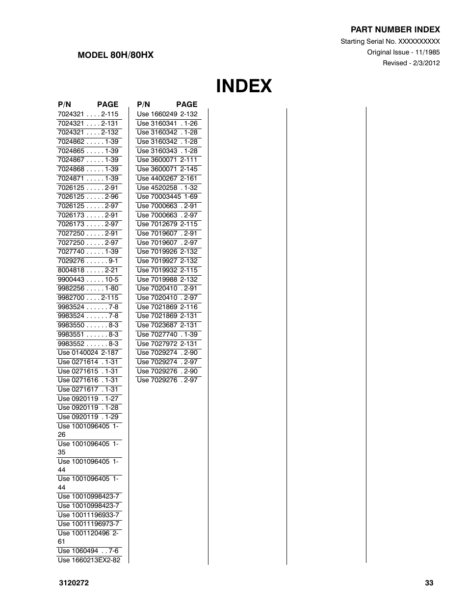 Index | JLG 80H ANSI Parts Manual User Manual | Page 545 / 548