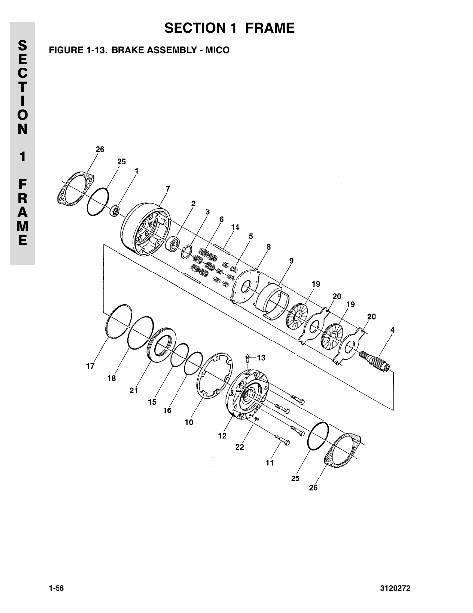 Figure 1-13. brake assembly - mico | JLG 80H ANSI Parts Manual User Manual | Page 64 / 548