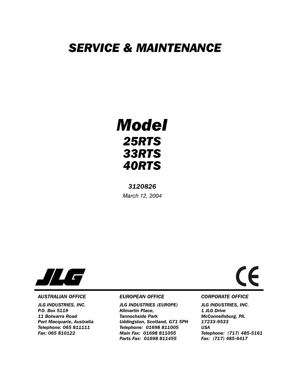 JLG 40RTS Service Manual User Manual | 84 pages