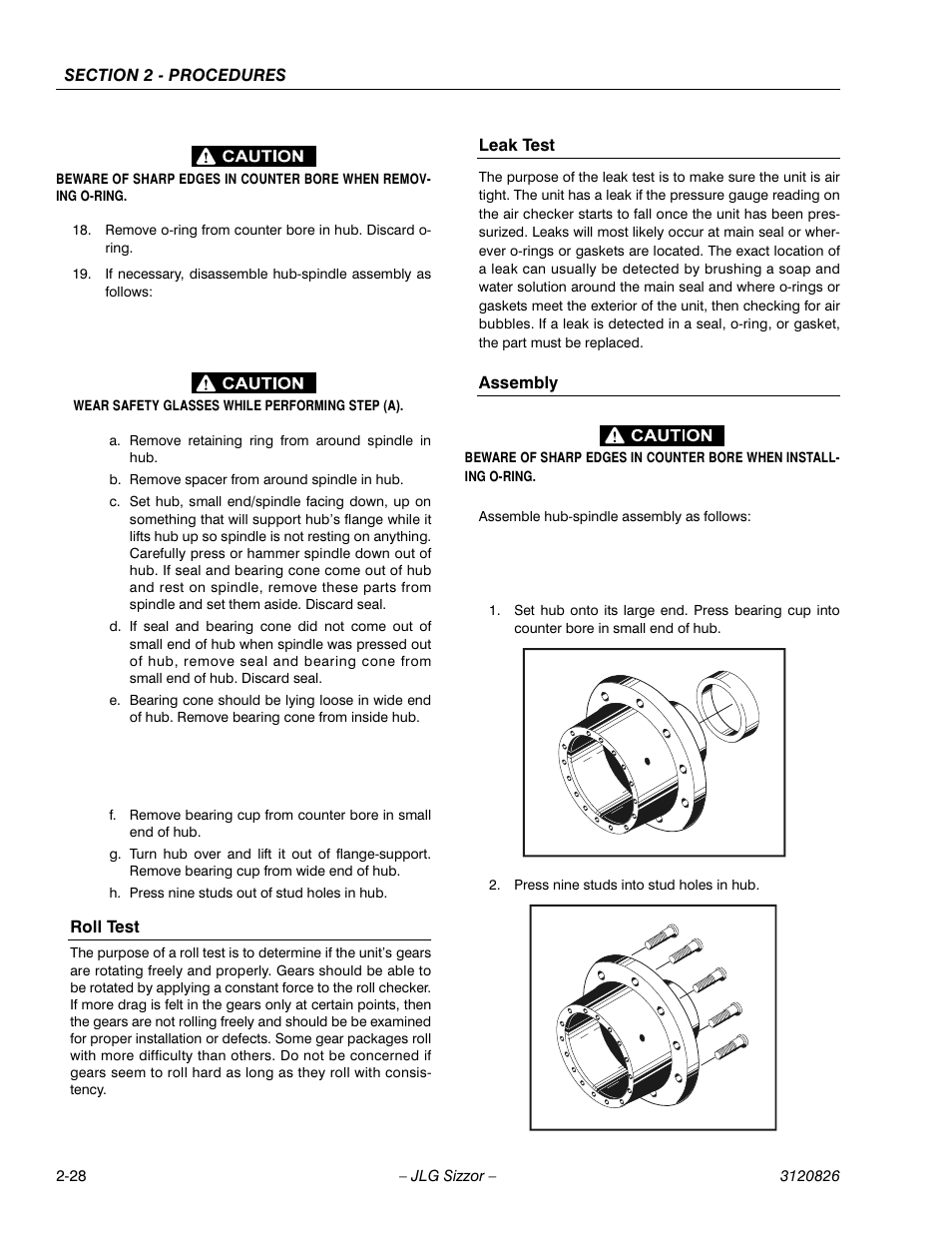 Roll test, Leak test, Assembly | JLG 40RTS Service Manual User Manual | Page 44 / 84