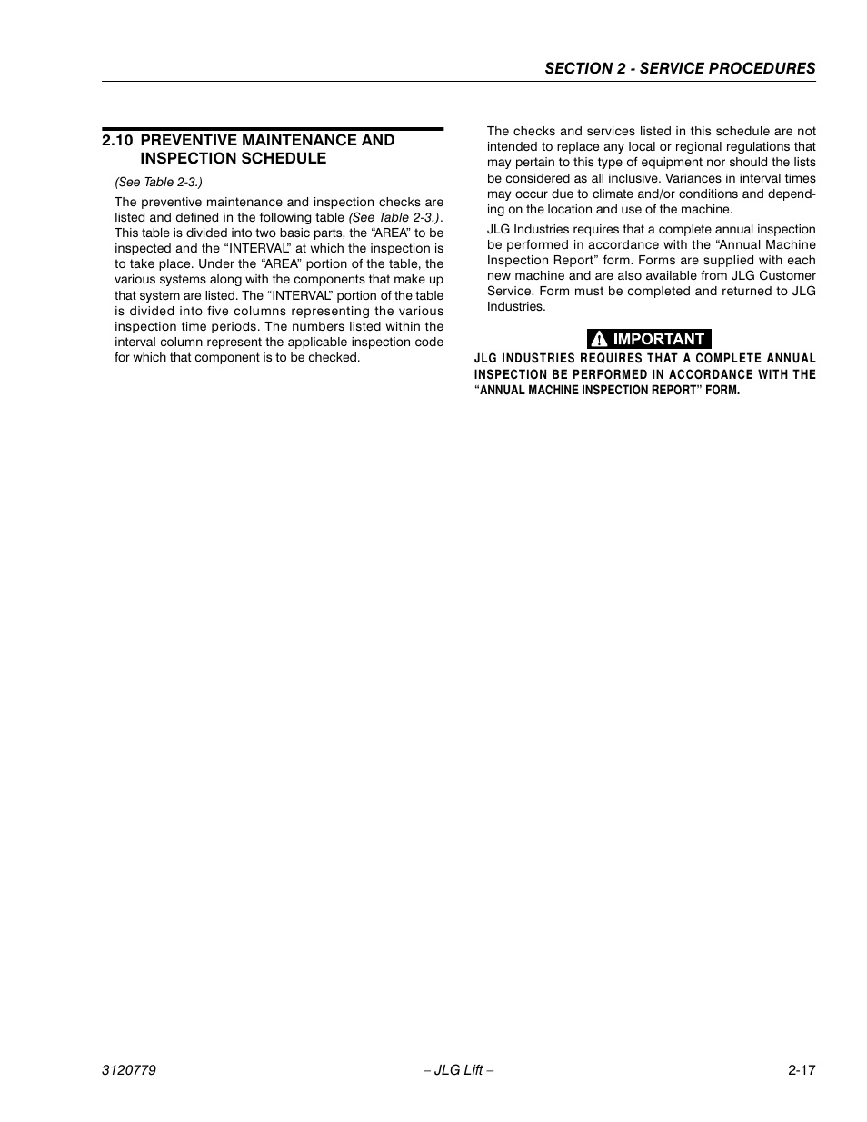 10 preventive maintenance and inspection schedule | JLG 15ELI Service Manual User Manual | Page 33 / 50