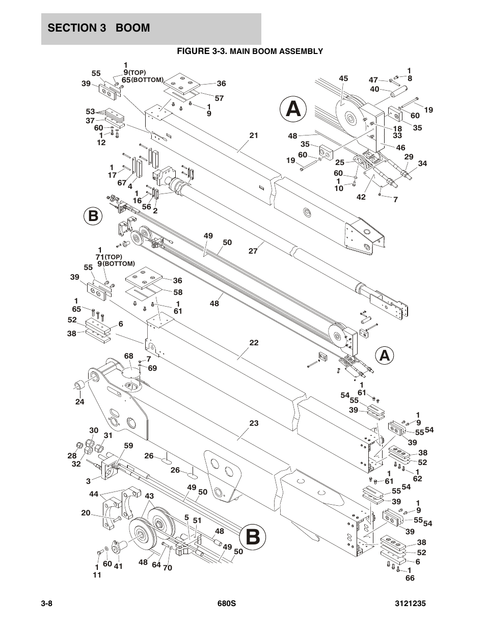 Figure 3-3. main boom assembly | JLG 680S Parts Manual User Manual | Page 150 / 272