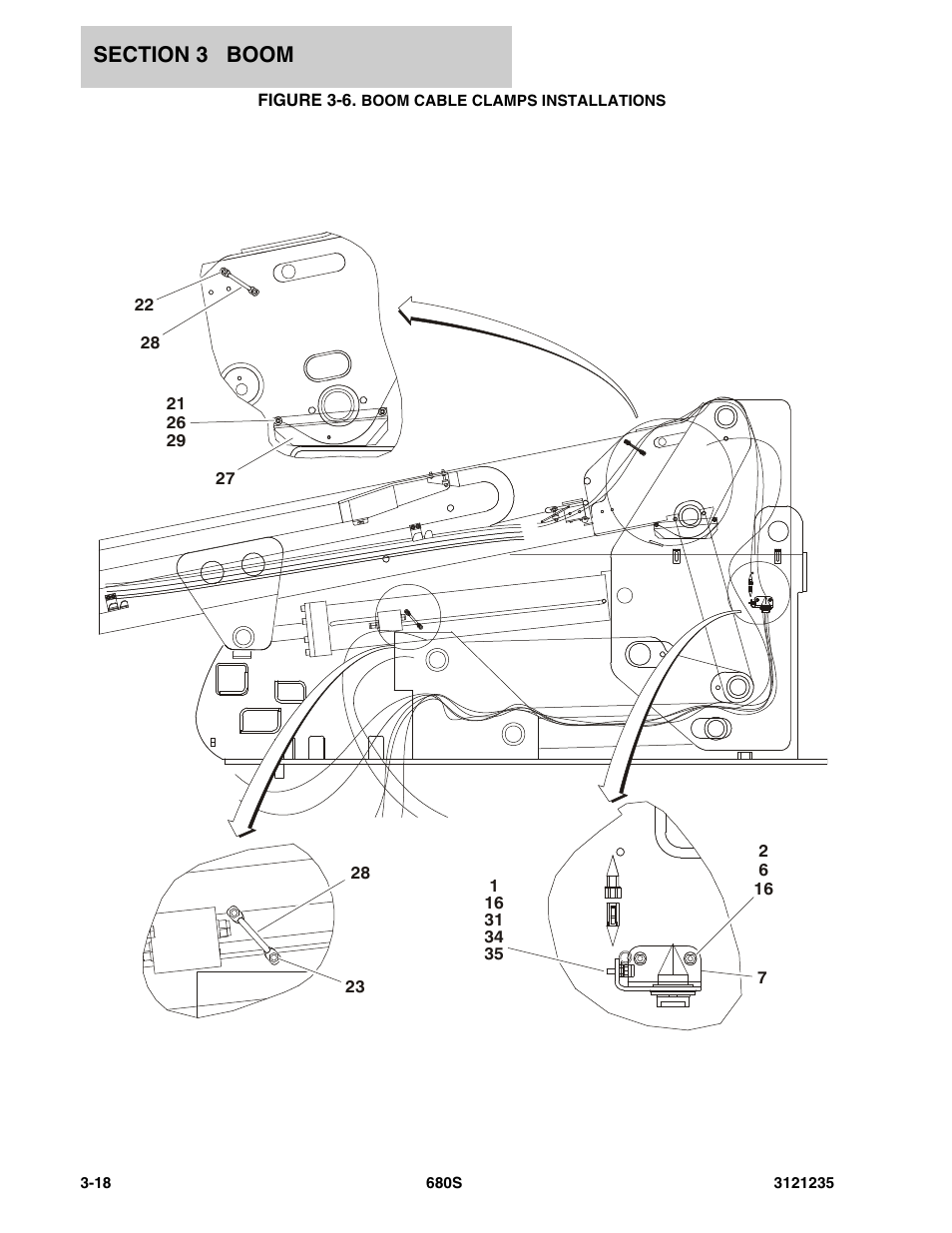 Figure 3-6. boom cable clamps installations | JLG 680S Parts Manual User Manual | Page 160 / 272