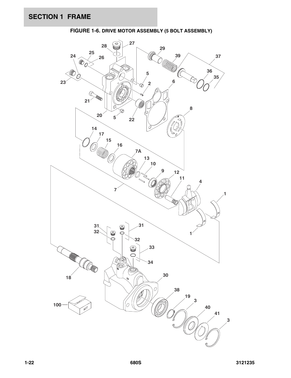 Figure 1-6. drive motor assembly (5 bolt assembly) | JLG 680S Parts Manual User Manual | Page 28 / 272