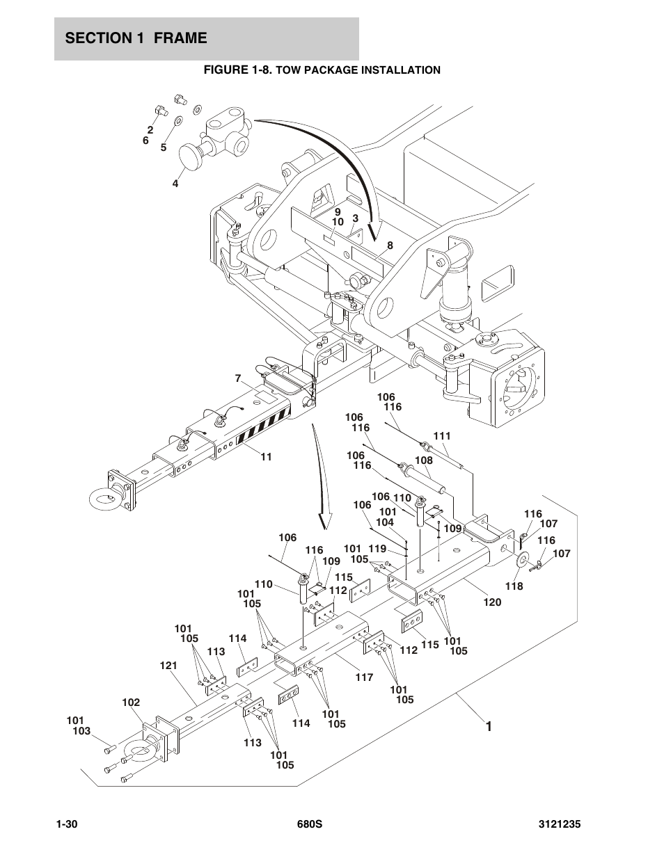 Figure 1-8. tow package installation | JLG 680S Parts Manual User Manual | Page 36 / 272