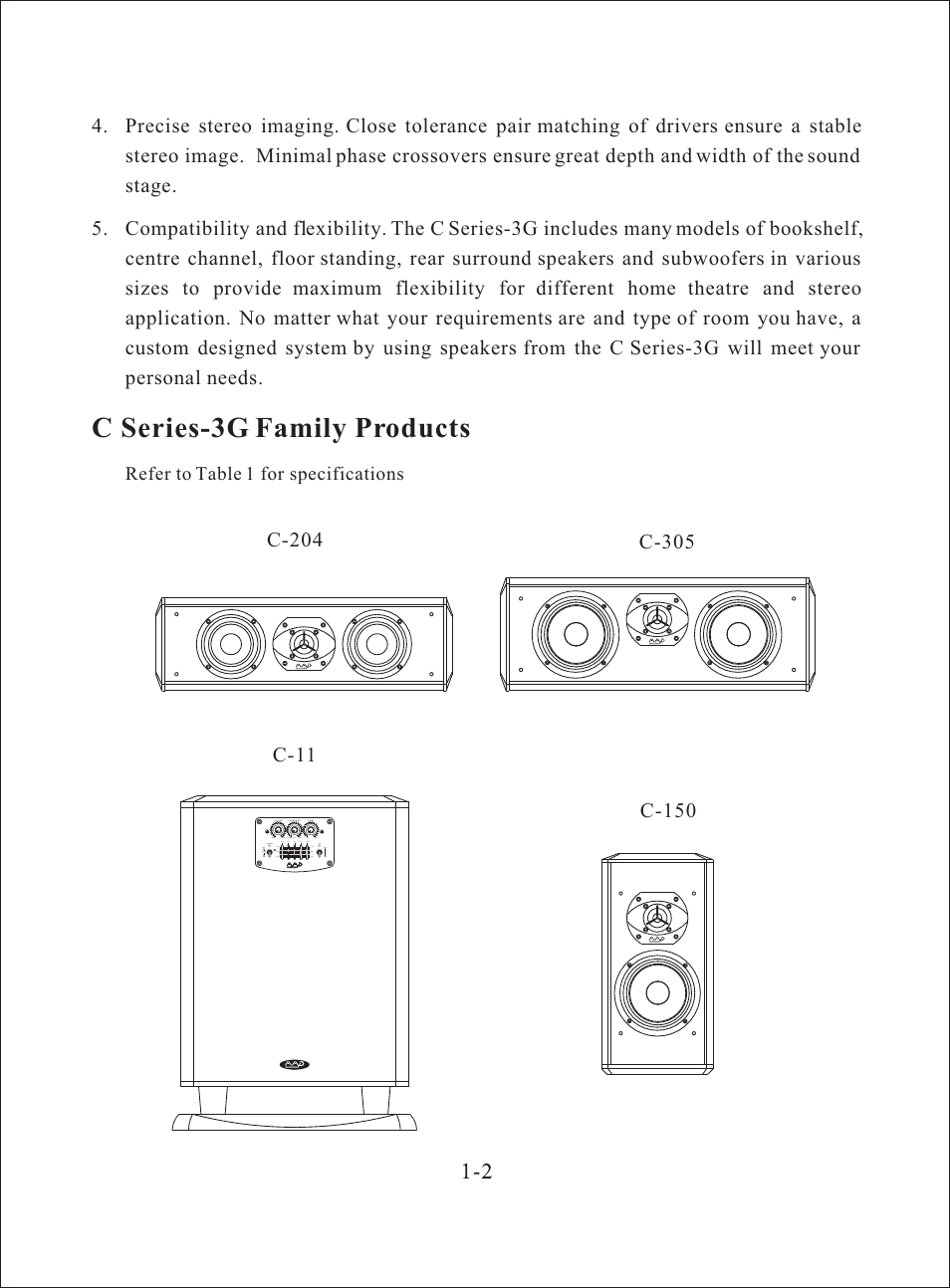 Т³гж 3, C series-3g family products, C-204 | American Acoustic Development C Series-3G User Manual | Page 3 / 17