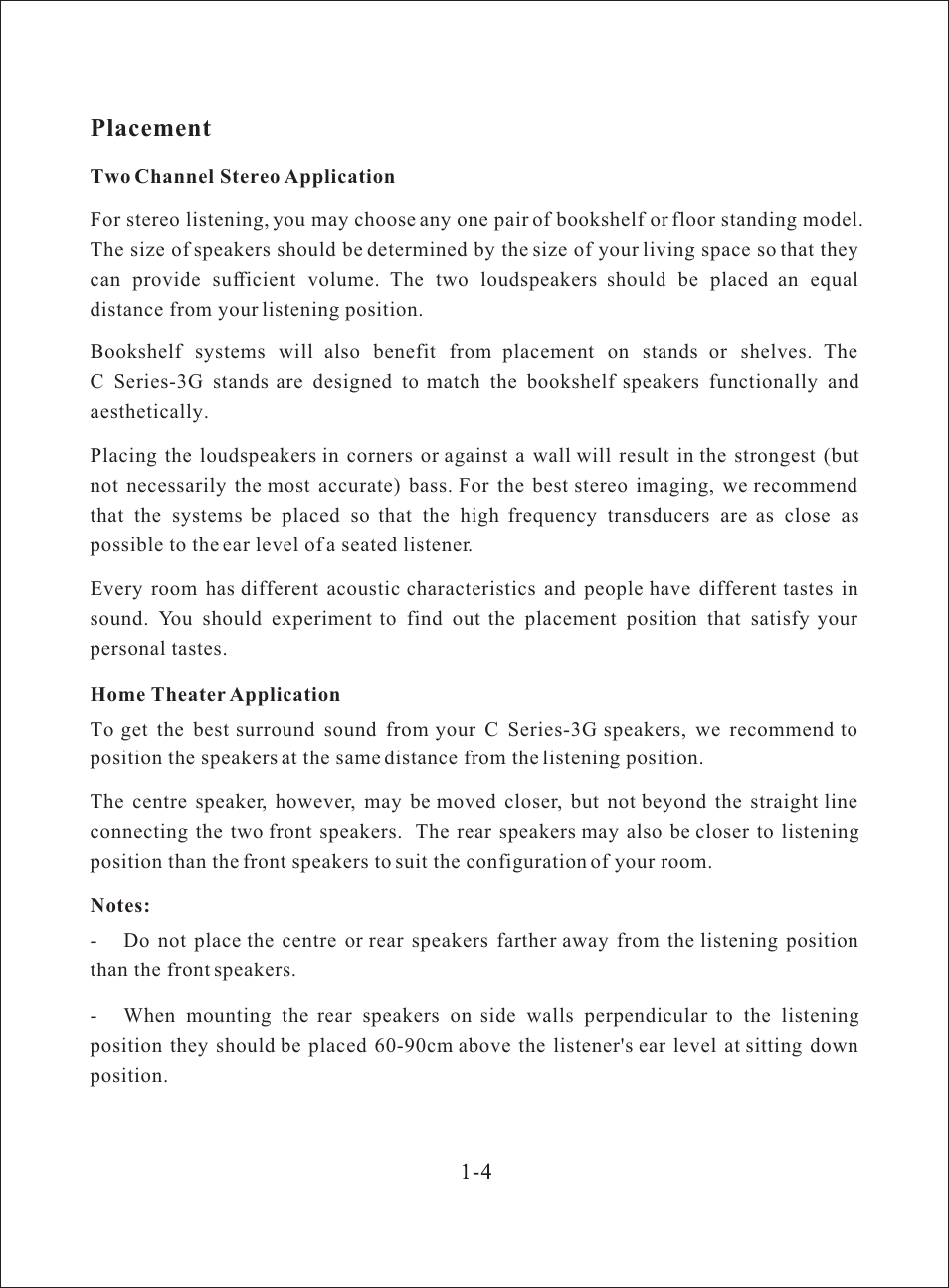 Т³гж 5, Placement | American Acoustic Development C Series-3G User Manual | Page 5 / 17