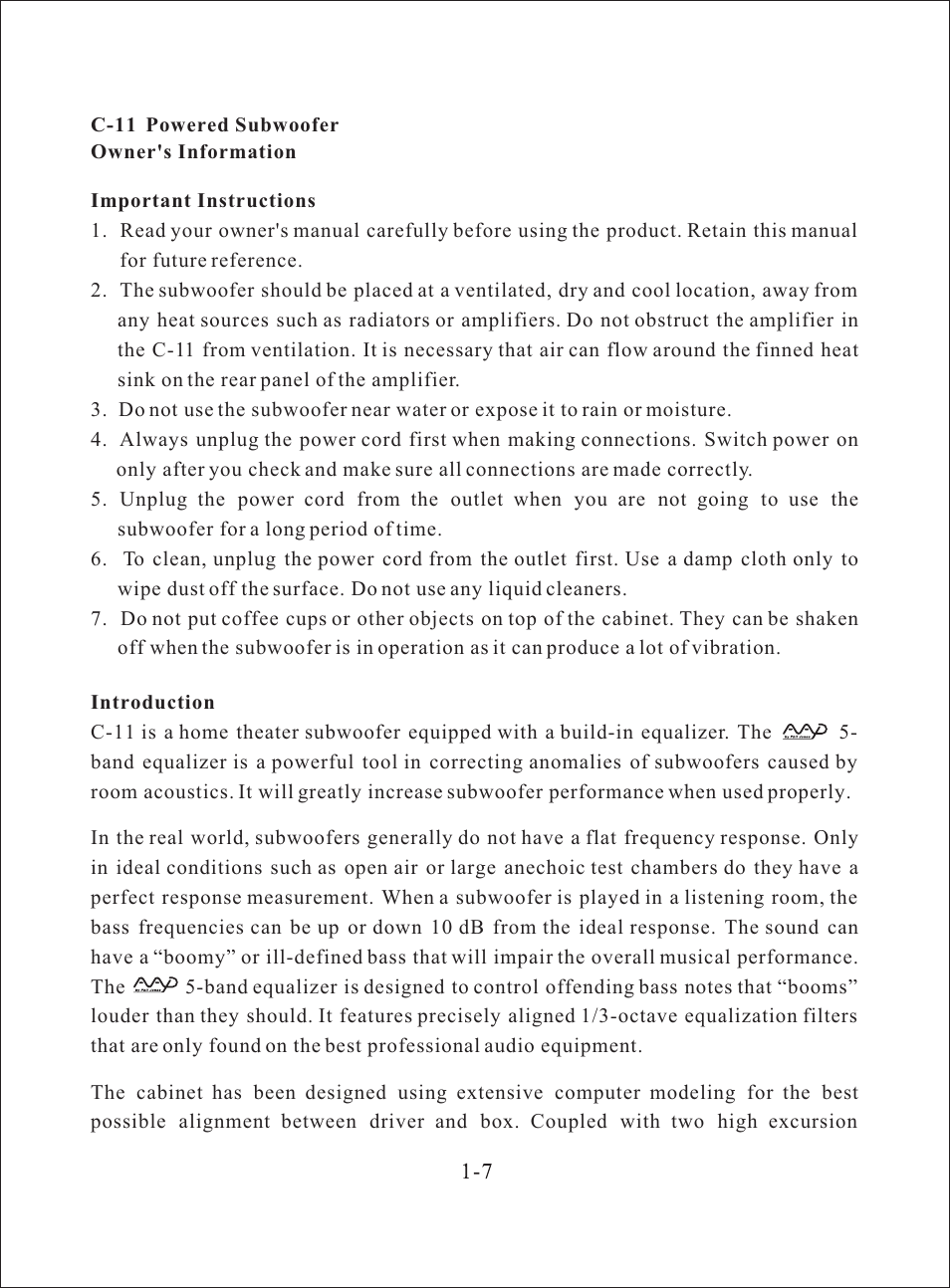 Т³гж 8 | American Acoustic Development C Series-3G User Manual | Page 8 / 17