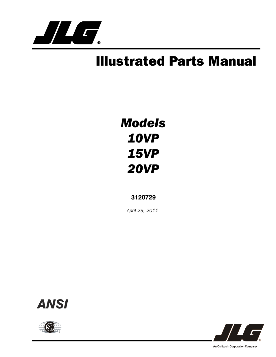 JLG 20VP (3120729) Parts Manual User Manual | 126 pages