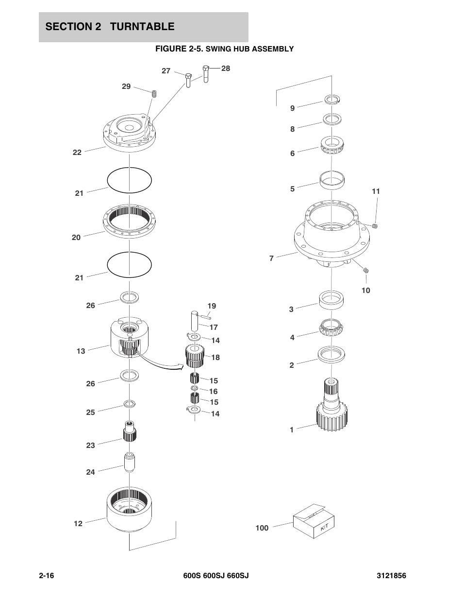 Figure 2-5. swing hub assembly, Swing hu | JLG 660SJ Parts Manual User Manual | Page 78 / 310