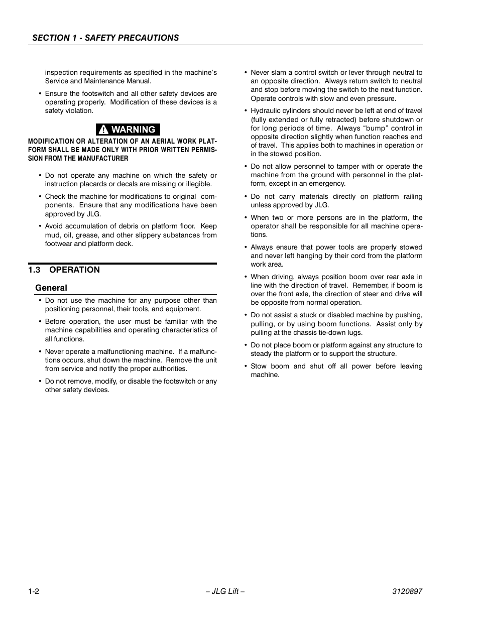 3 operation, General, Operation -2 | JLG 600SC_660SJC Operator Manual User Manual | Page 10 / 74