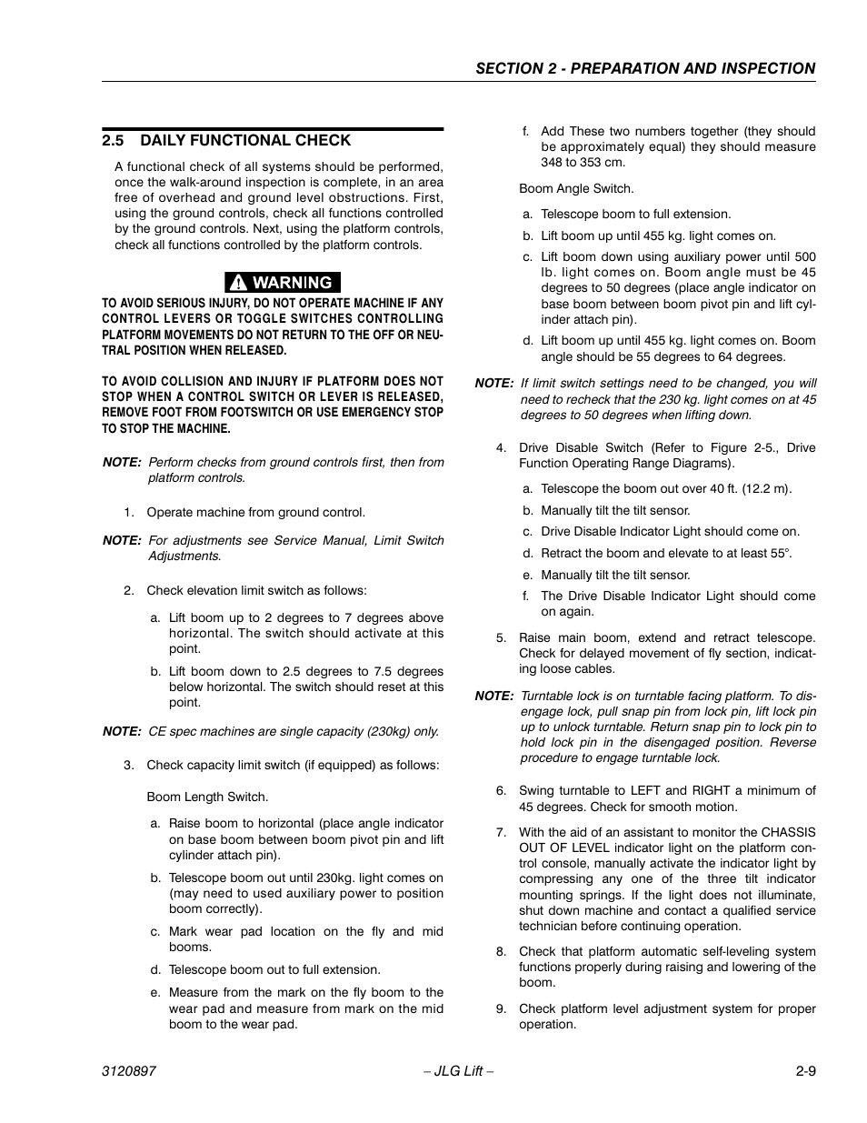 5 daily functional check, Daily functional check -9 | JLG 600SC_660SJC Operator Manual User Manual | Page 23 / 74