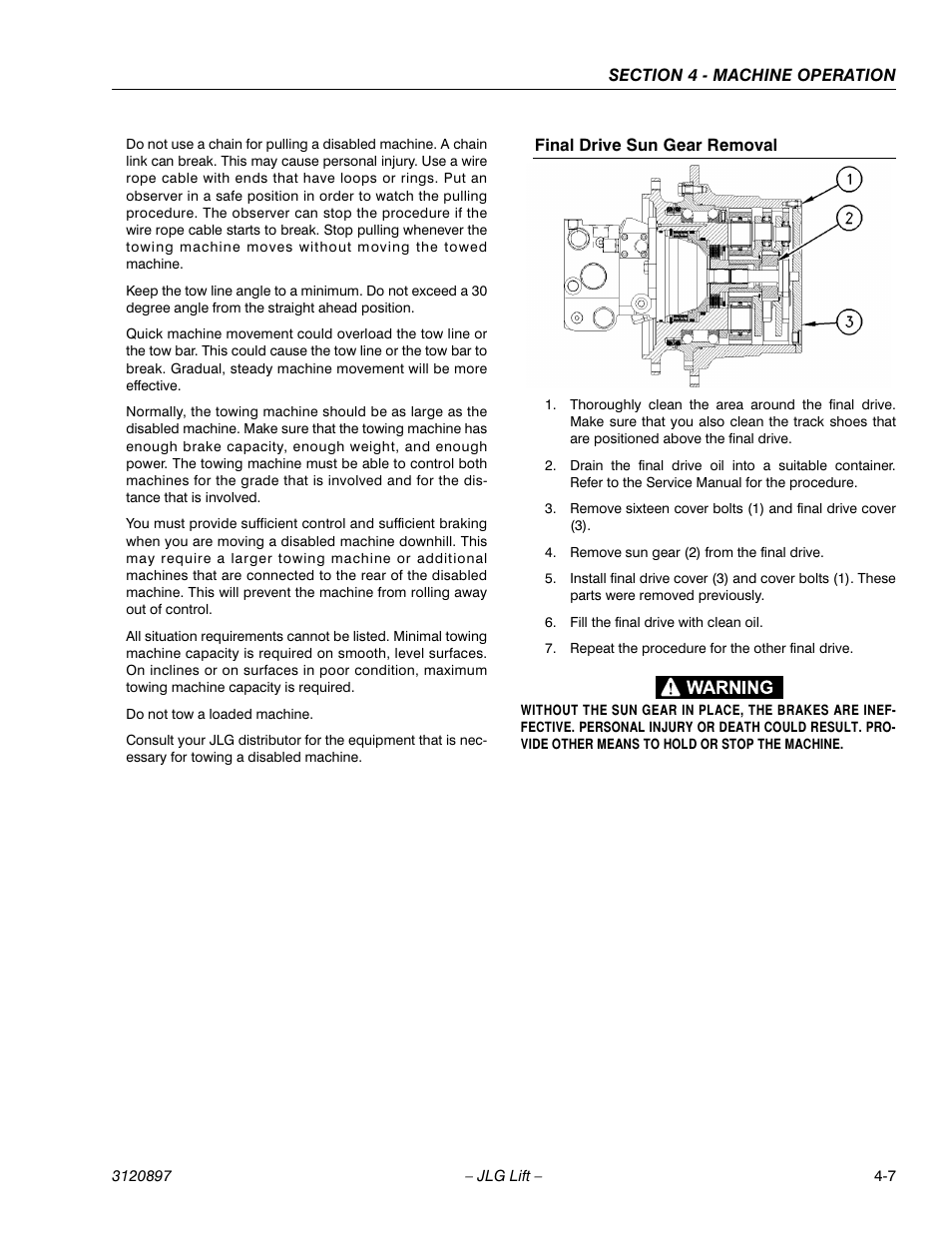 Final drive sun gear removal | JLG 600SC_660SJC Operator Manual User Manual | Page 61 / 74