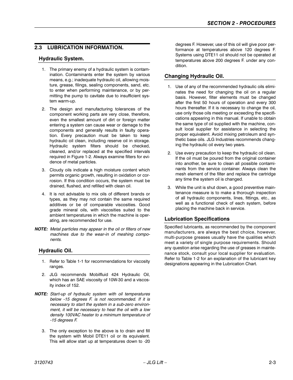 3 lubrication information, Lubrication information -3 | JLG 45e ANSI Service Manual User Manual | Page 27 / 104