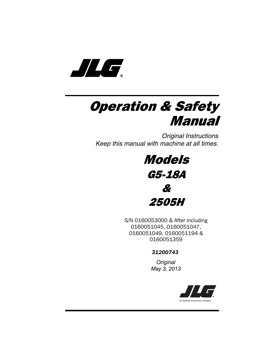 JLG 2505H Operator Manual User Manual | 148 pages