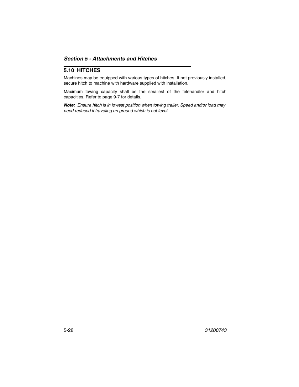 10 hitches, 10 hitches -28 | JLG 2505H Operator Manual User Manual | Page 104 / 148