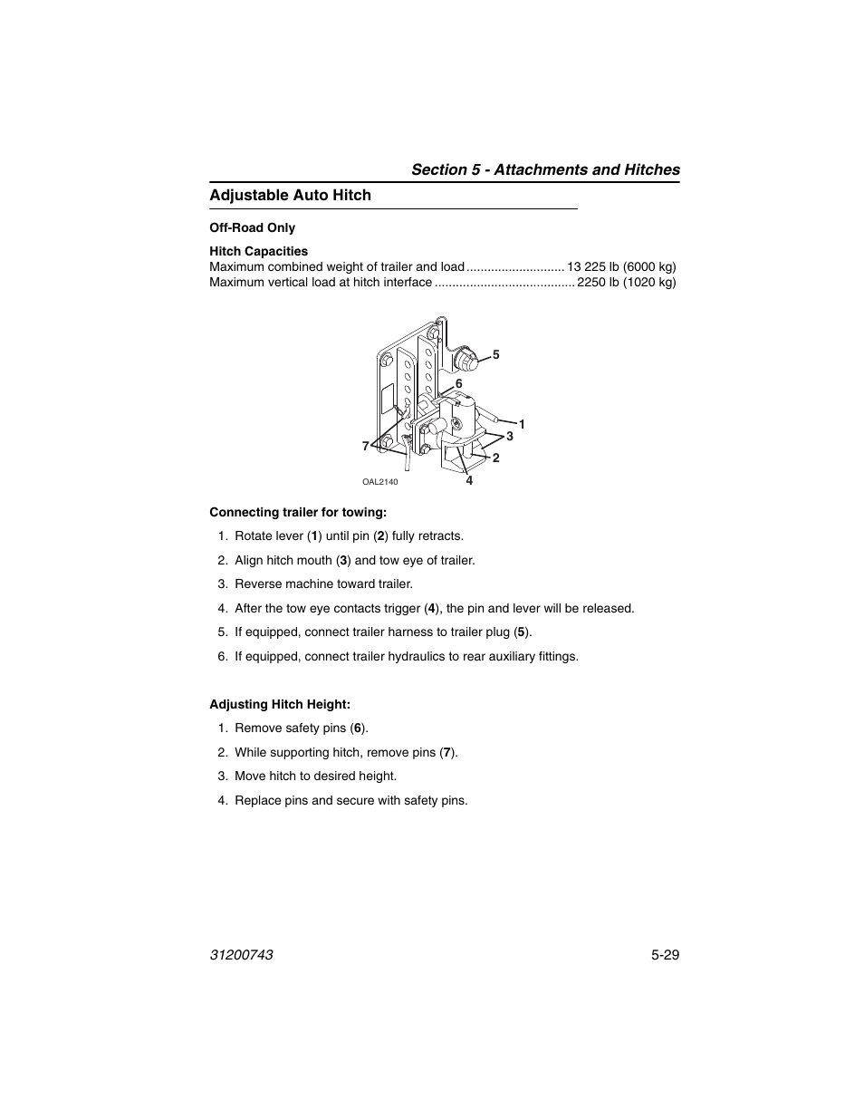 Adjustable auto hitch, Adjustable auto hitch -29 | JLG 2505H Operator Manual User Manual | Page 105 / 148