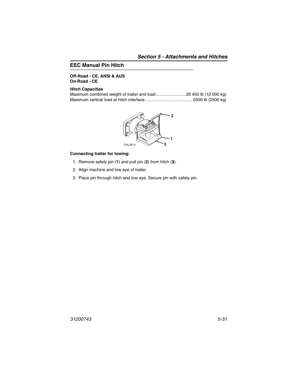 Eec manual pin hitch, Eec manual pin hitch -31 | JLG 2505H Operator Manual User Manual | Page 107 / 148