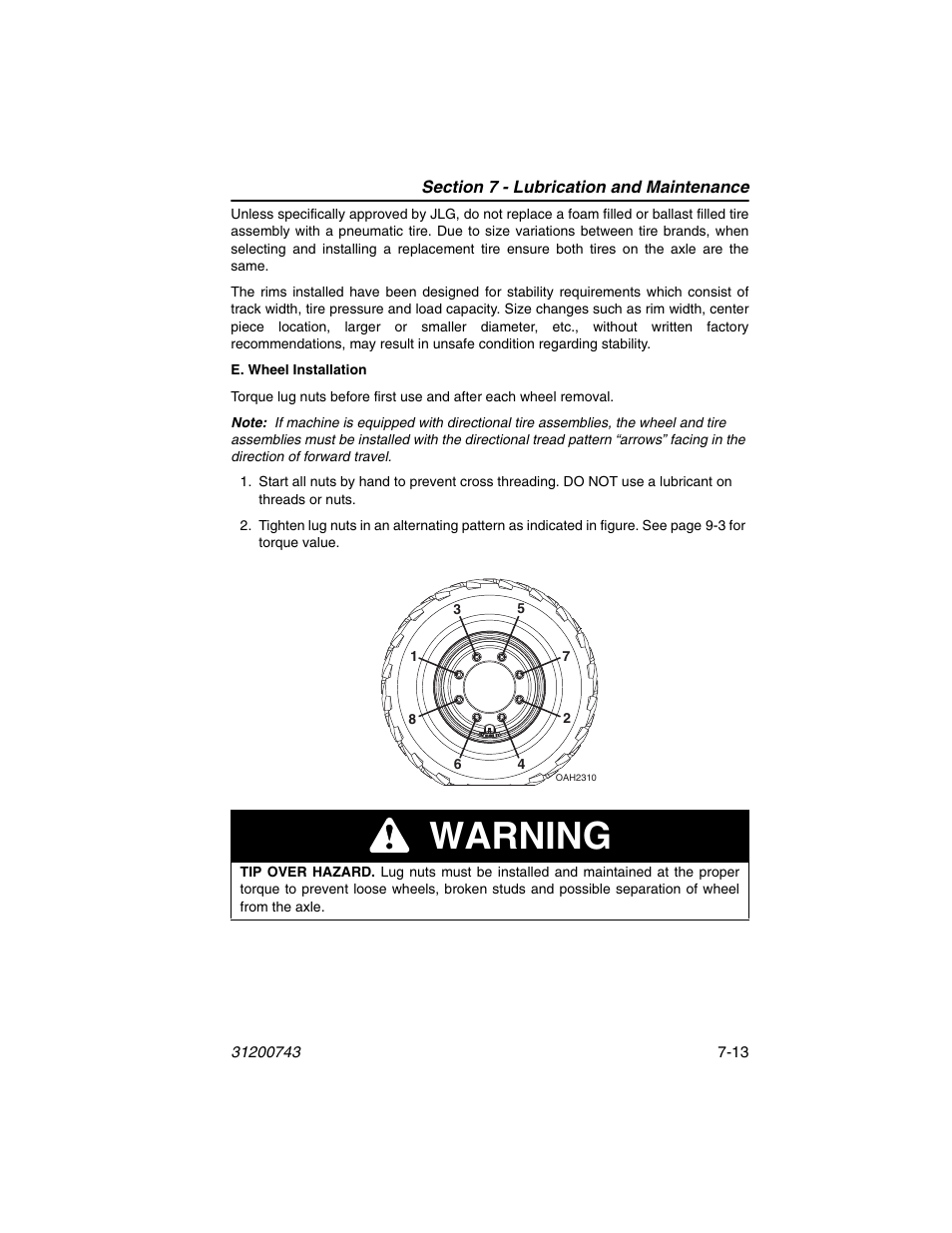Warning | JLG 2505H Operator Manual User Manual | Page 123 / 148