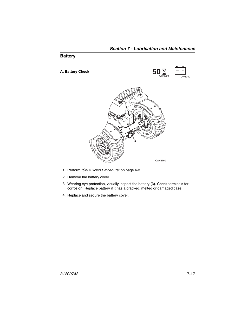 Battery, Battery -17 | JLG 2505H Operator Manual User Manual | Page 127 / 148