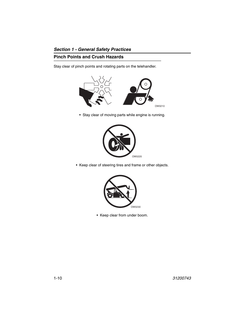 Pinch points and crush hazards, Pinch points and crush hazards -10 | JLG 2505H Operator Manual User Manual | Page 20 / 148
