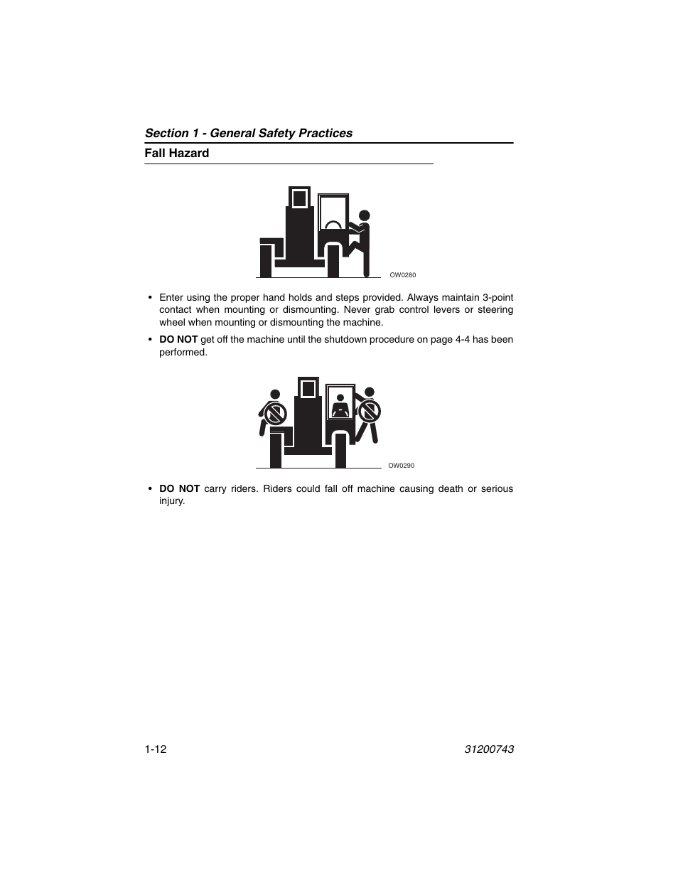 Fall hazard, Fall hazard -12 | JLG 2505H Operator Manual User Manual | Page 22 / 148