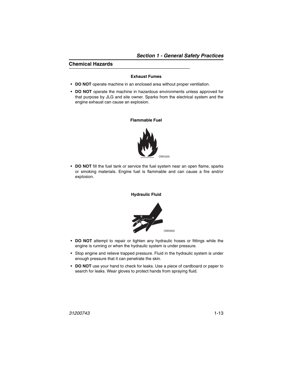 Chemical hazards, Chemical hazards -13 | JLG 2505H Operator Manual User Manual | Page 23 / 148