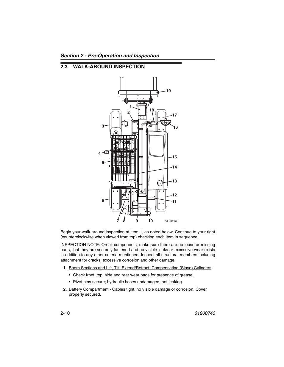 3 walk-around inspection, 3 walk-around inspection -10 | JLG 2505H Operator Manual User Manual | Page 34 / 148