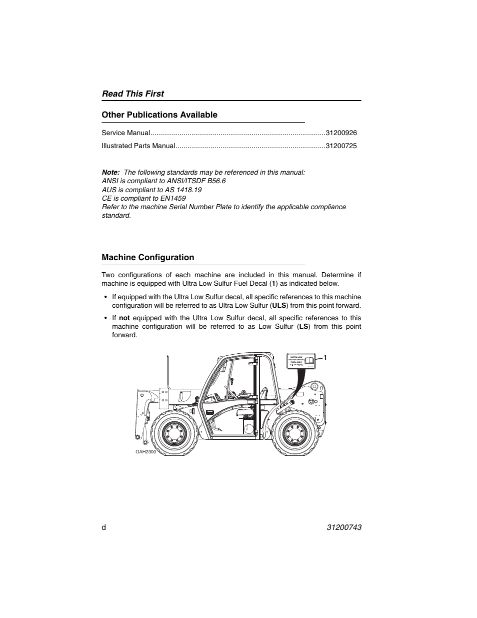 Read this first, Other publications available, Machine configuration | JLG 2505H Operator Manual User Manual | Page 6 / 148