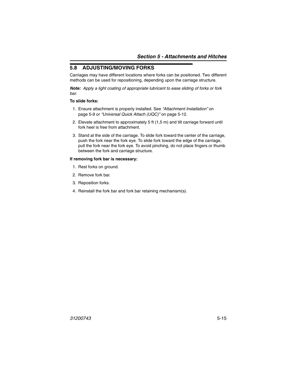 8 adjusting/moving forks, 8 adjusting/moving forks -15 | JLG 2505H Operator Manual User Manual | Page 91 / 148
